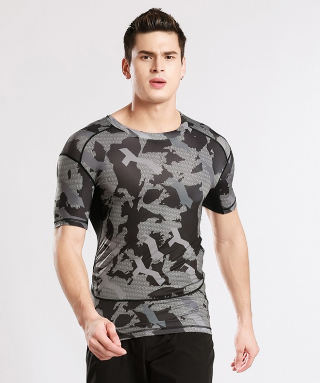 YG1080 Men s Short Sleeve Compression Tops Cool Skin Tights T Shirts